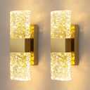 Gold Wall Sconces Set of Two, Modern Crystal Wall Sconce with App/Remote Control, 3000K-6500K Dimmable LED Crystal Wall Light Fixtures for Bathroom Vanity Bedroom Living Room Hallway(11.6 Inch)