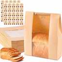 50Pcs Sourdough Paper Bread Bags for Homemade Bread with Window, Includes 50PCS Label Seal Stickers for Food Storage(50% Thicker 13.7x8.3x3.5 in - Large)