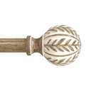 QDWIS Boho Wood Curtain Rods for Windows 66 to 120 inch,1" Adjustable Heavy Duty Window Curtain Rod with Imitation Wood Grain Finials,Rustic Decorative Drapery Rods Set,Size:36-120'',Weathered Wood