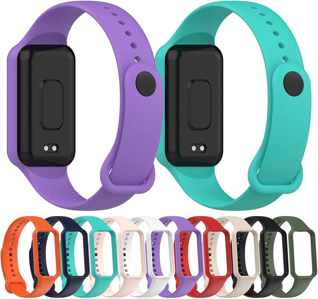 Compatible with Amazfit Band 7 Replacement Bands,Soft Silicone Wristbands, Color Sport Adjustable Wrist Strap for Women Men (Variety Pack)