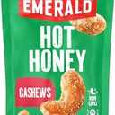 Emerald Hot Honey Cashews, 5oz Resealable Bag | Non GMO, No Artificial Preservatives, Flavors or Synthetic Colors, Plant Based Protein, Kosher Certified, Sweet & Spicy Snack, EXP: 05/22/2026