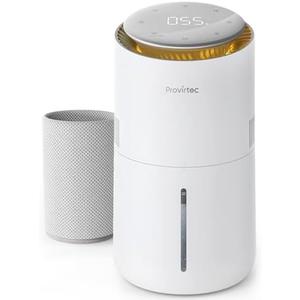 Provirtec MistFree Evaporative Humidifier for Bedroom, 3L No White Dust for Sensitive Individuals, Auto Humidity Control, Works with Tap Water, Night Light, Easy Clean Tank for Home & Small Room