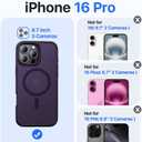 Magnetic for iPhone 16 Pro Case, [Compatible with MagSafe][Military-Grade Drop Protection][Anti-Yellowing]Shockproof Protective Translucent Matte Cover for iPhone 16 Pro Phone Case,Deep Purple