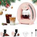 Single Serve Coffee Maker For K Cup Pod and Coffee Grounds /Tea, Fast Brew in 2 minutes, 2 IN 1 One Button Coffee Machine 4-8 Oz Brew Sizes, StylishCompact For Home, Office, RV and Dorm, Pink