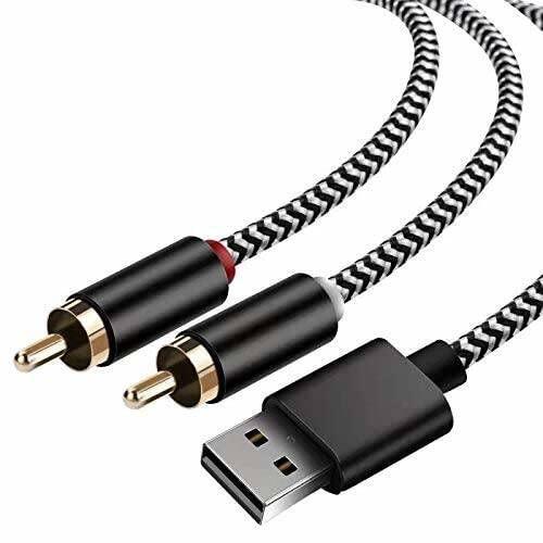 USB to 2 RCA Audio Cable,10Ft U-SB A Male to 2 Male Y RCA Stereo AUX Splitter,2RCA Jack USB Audio Cable for Laptop, Linux,PC, Home Theater, DVD, Amplifier, Speaker (10Feet)