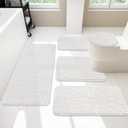 YIHOUSE Memory Foam Bathroom Rug Sets 5 Piece, Ultra Absorbent Bath Mat for Bathroom  NonSlip Machine Washable & Dry Quickly, 5 Piece Bathroom Mat Set,White