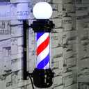 MIUXIU 27'' Wall-Mounted Barber Pole Led Light, Red, White, Blue Stripes, Waterproof, for Salon