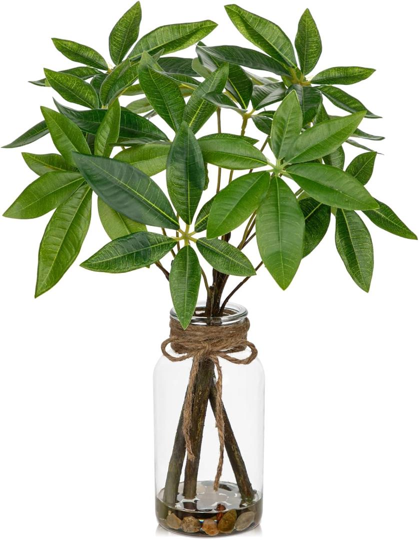 Faux Greenery Stems in Vase Aritificial Money Tree Plant in Glass Vase with Faux Water & Stones 14.2" Small Potted Plants Arrangement Centerpieces for Farmhouse Kitchen Dinner Tables Greenery Decor Faux Greenery Stems in Vase Aritificial Money Tree Plant in Glass Vase with Faux Water & Stones 14.2" Small Potted Plants Arrangement Centerpieces for Farmhouse Kitchen Dinner Tables Greenery Decor