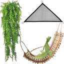 kathson Reptile Bridge for Terrarium,Bearded Dragon Wooden Bridges Gecko Hammock with Hanging Plants Lizard Lounger Bamboo Ladder Reptiles Tank Accessories Climbing for Chameleons Geckos Snakes (3Pcs) (Medium)