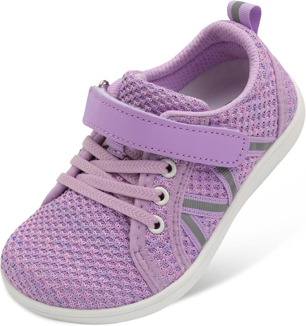 JOINFREE Toddler Boys Girls Barefoot Shoes Kids Wide Sneakers Adjustable Walking Running Athletic Shoe with Zero Drop for Toddler/ Little Kid ColorPurple Size 8