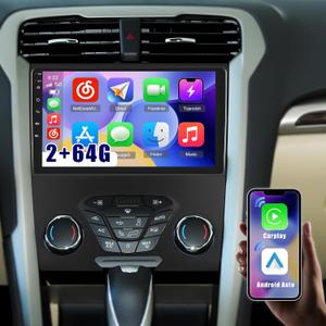 2+64G Android Radio for Ford Fusion Mondeo 2013-2019 with Wireless CarPlay Android Auto, Roinvou 9" Touchscreen for Fusion 5G WiFi Bluetooth GPS Navigation FM RDS + Backup Camera