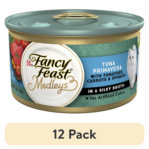 (12 pack) Purina Fancy Feast Medleys Food, Wet Cat Food, Tuna Primavera & Spinach, 3 oz Can, BBD 02/2026