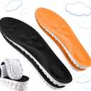 2 Pair Memory Foam 4D Cloud-Like Comfort Insoles for Men Women -Soft Cushioning Trimmable Insole with Arch Support for Foot Pain Relief and Comfort Massage Fatigue Reduction Black Orange 25.5CM