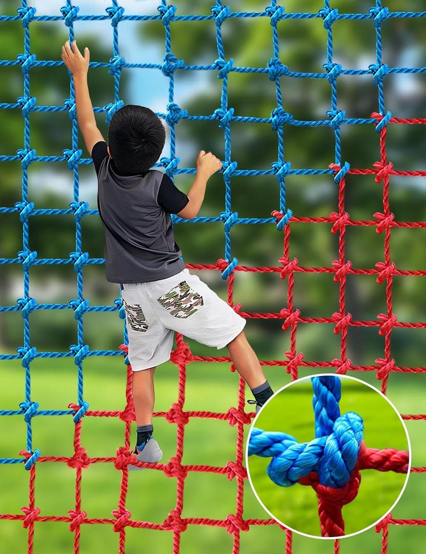 Climbing Cargo Net, Polyester Playground Climbing Net, Heavy Duty Large Military Climbing Net for Kids Outdoor, Kids Safety Protection Net, Rope Ladder, Jungle Gyms, Swingset, Treehouse (4ft x 8ft)