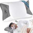 CPAP Pillow for Side Sleeping, Sleep Apnea Pillow for All CPAP Masks Users to Reduce Air Leaks & Masks Pressure, Memory Foam Pillow with Cooling & Breathable Pillowcase for Side Back Sleeper (25.6*15.8*3.5/4.33inch, White)