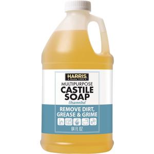 HARRIS Multi-Purpose Pure Liquid Castile Soap for Home Cleaning, Multi-Purpose Cleaner, For Dish Soap, Laundry Detergent, Kitchen and Bathroom Surfaces, Kids Rooms, Unscented, 64 Oz (64 Fl Oz (Pack of 1))