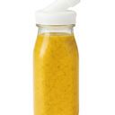 kitchentoolz Salad Dressing Shaker Bottle 12oz Carafe Glass Bottle with Silicone Pour Spout and Tamper-Proof Lid for Sauces and Marinades - Salad Dressing Dispenser Container (White)