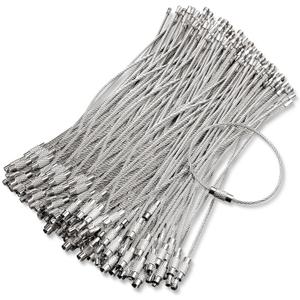 Hotop 100pcs Wire Keychain Cable 4 Inch Stainless Steel Wire Keychains Key Ring Cable Braided Steel Bulk for Luggage Tags Loops Tag