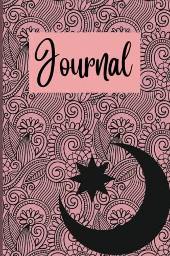Journal: 6"x9" 100 Lined Pages For Journaling and Writing- Pink and Black Moon and Star
