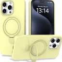 Case for iPhone 15 Case with Magnetic Invisible Stand - MagSafe Compatible, Military Drop Tested, Shockproof Silicone Cover for Women and Men (6.1", 2023) - Yellow