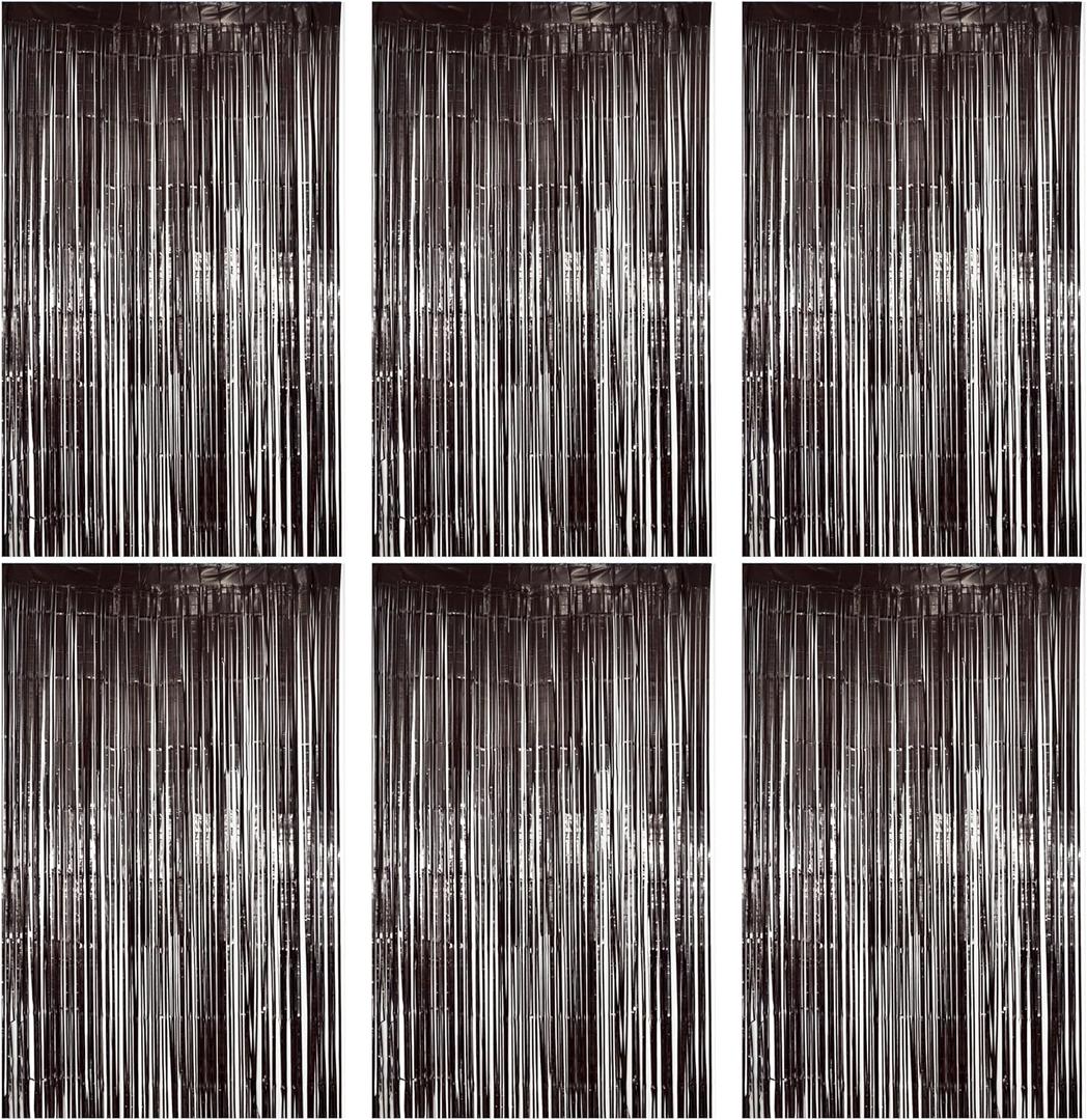 6 Pack Black Fringe Backdrop, Black Streamers Party Backdrop, Party Decorations Supplies for Birthday, Holidays, Parties & More (39"W x 78"L (Pack of 6))