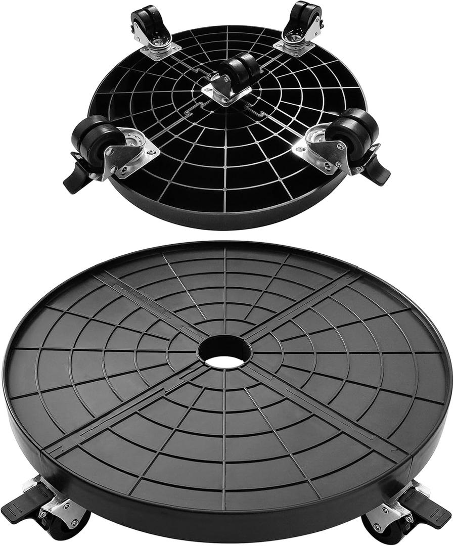 16 Inch Plant Caddy with Wheels Outdoor Indoor, Extra Large Rolling Plant Stand for 500lb Heavy Duty Flower Pots, Round Plant Rollers Lockable Potted Planter Dolly, Black