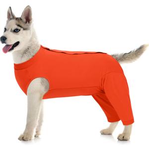 Kuoser Dog Recovery Suit for Rear Legs, Dog Surgical Suit with Pants Cover to Prevent Licking Wounds, Dog Onesie for Surgery Female Spay Male Neuter, Anti Licking Dog Recovery Leg Sleeve, Orange XL (X-Large (Back Length: 46CM / 18.11"))