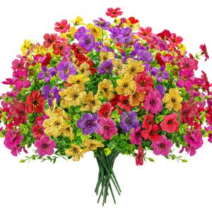 Der Rose 12 Bundles Artificial Flowers for Outdoors Fake Flowers Plants Spring Summer Decoration UV Resistant for Outside Home Porch Patio Garden Decor