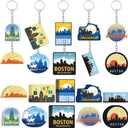 50 Pcs Boston Souvenirs Acrylic Keychain Gifts Bulk Boston Keychain Massachusetts Travel Gifts Souvenirs for Women Men Friends