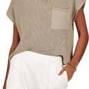 ANRABESS Women's Two Piece Summer Outfits Knit Sweater Short Sets Pullover Tops & Shorts Lounge Matching Clothes Set (Large, Khaki White)