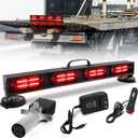 Wireless Trailer Tow Light Bar with 4-Pin RV Round Transmitter for Truck Roadblock Cars Rechargeable Battery Powerful Magnetic Base Emergency Brake/Turn Signal Ultra Bright LED Tow Light Bar