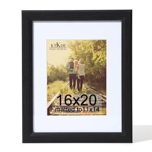 KTKDE 16x20 Picture Frame Real Glass,Poster frame Display Pictures 11x14 with Mat or 16x20 Without Mat, Modern Style Wood Composite Frame,Gallery Wall Frame Wooden Blackbest gift
