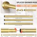 Gold Shower Curtain Rod 34-66 Inches(2.8-5.5ft) Never Rust Adjustable Shower Rod Spring Tension Non Slip No Drilling Shower Rods for Bathroom Garland Window