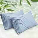 Bedsure Pillow Cases Queen, Cooling Pillow Cases, Rayon Derived from Bamboo Light Blue Pillowcases Queen Size Set of 2, PureWoven Silky Soft Bedding Pillow Covers with Envelope Closure, 20x30 Inches
