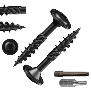 (5 lbs)#8 x 1-1/4" Black Lag Screws, Structural Wood Screw, Heavy Duty Construction Screw, Rust Resistant, Washer Head, Black Coated Exterior Wood Screws, Star Drive with Bit