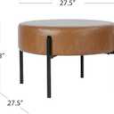 HomePop Modern Round Ottoman, Home Dcor,Upholstered Round Velvet Foot Rest Ottoman - Carmel Faux Leather Small