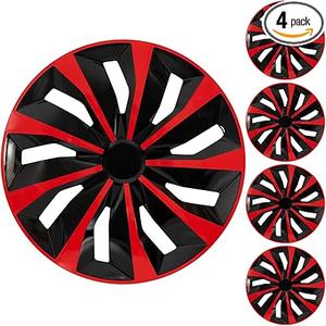 4 Pack Red Hubcap Wheel Cover Replacement 16Inch Hub Caps Universal Wheel Rim Cover ABS Material Exterior Accessories for Car Trunk SUV