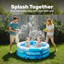 Sloosh Inflatable Kiddie Pool, 34"x10" Blow Up Kid Swimming Pool,3 Rings Blue Baby Pool for Toddler, Play Pit for Dog with Geometric Pattern for Summer Water Party Backyard Garden(Fish)
