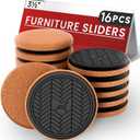 Felt Furniture Sliders for Hardwood Floors, PISAO 16 PCS 3  Heavy Duty Furniture Movers - Unique Non-Scratch Design, Thick Felt Pads for Hard Surfaces, Move Large Furniture Easily (16 PCS 3-1/2")