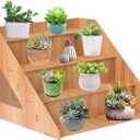 4 Tier Retail Wooden Display Riser, Wood Craft Fair Display Rack Candle Soap Stand for Shows Countertop Stand for Tumblers Cupcakes Candy Collectibles Perfume