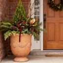 Planters for Indoor & Outdoor Plants, 16.5 Inch Large Magnesium Oxide Urn Planter with Drainage Hole, Decorative Unique Garden Plant Pots for Front Porch & Home Decor, Rust Color