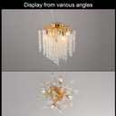 Crystal Tree Branch Chandelier Gold Roud Raindrop Pendant Light Tassel Ceiling Hanging Light Fixtures for Bedroom Living Room Dining Room Entryway Dia 12", Round D12.0" Gold