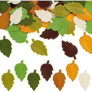 FINGERINSPIRE 56 Pcs Leaf Cloth Patch 1.2x2inch Iron on Leaves Applique 7 Colors Leaf Patch Computerized Embroidery Leaves Patch Clothing Repair Appliques for Jeans Coat Bag Hat Shoes Decoration