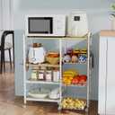 HapiRm Rolling Kitchen Microwave Cart - 4 Tier Microwave Table Stand with Pull-Out Baskets, Coffee Bar Baker's Rack with Wheels Rolling Storage Cart Organizer Shelf for Living Room Office, Balcony