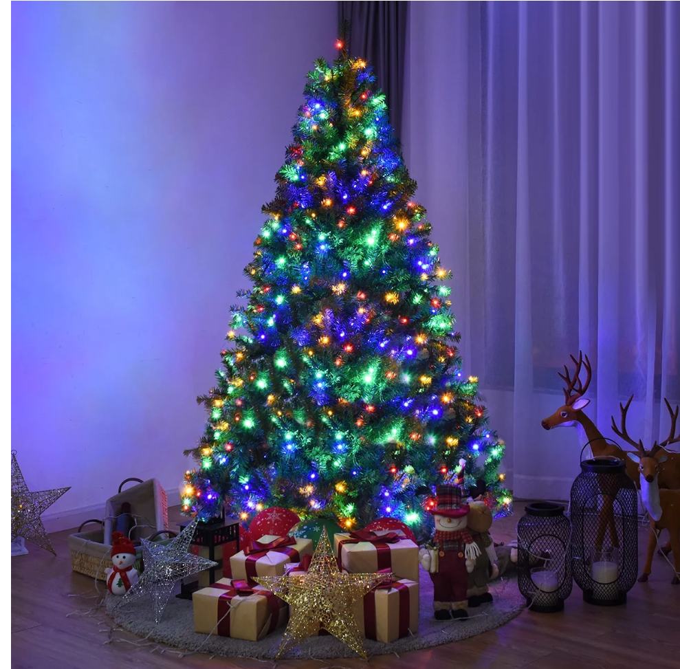 6Ft Pre-Lit Artificial Christmas Tree Hinged 350 LED Lights