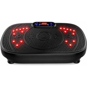 Vibration Plate Exercise Machine, Red & Infrared Light Vibration Platform with 120 Speed Levels, Resistance Bands, 5 Auto Programs, Remote Control, LED Display, 330 LBS Capacity