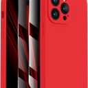 FireNova Designed for iPhone 14 Pro Max Case, Silicone Upgraded [Camera Protection] Case with [2 Screen Protectors], Soft Anti-Scratch Microfiber Lining Inside, 6.7 inch, Red