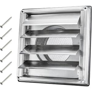 4" Metal Dryer Vent Cover Outside with Pest Guard Screen, 304 Stainless Steel Outdoor Exterior Wall Air Vent Cover with 6 Screws and Rubber Gasket for Bathroom Exhaust Vent Office Home (4 Inch Flexible Flap, Silver)