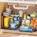 Delamu 2 Pack Under Sink Organizer, Pull Out Cabinet Organizer, Slide Out Under Sink Storage Shelves, Undersink Organizers Shelf for Kitchen Bathroom Pantry Organization