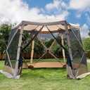 EVER ADVANCED Pop up Screen House Tent for Camping 11.5 x 9.8 ft, Instant Screened Gazebo Canopy with Netting, Portable Shelter Enclosure for Outdoor, Backyard, Khaki